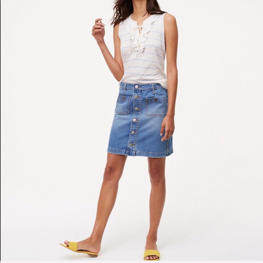 Denim Button-Front Skirt